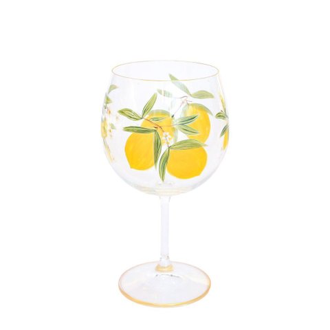 Taça para Gin Cristal Pintada À Mão Limão