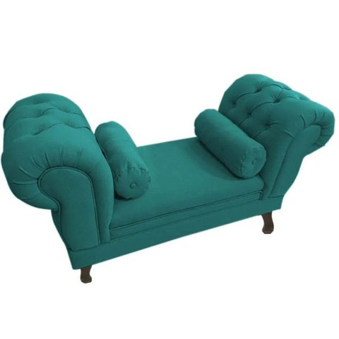 Recamier Grécia 160x50 Suede Azul Turquesa - Dominic Decor