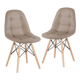 Kit 2 Cadeiras Eames Eiffel Botonê - Nude - Base de Madeira Clara - 1