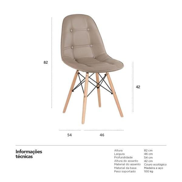 Kit 2 Cadeiras Eames Eiffel Botonê - Nude - Base de Madeira Clara - 7