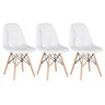 Kit 3 Cadeiras Eames Eiffel Botonê - Branco - Base de Madeira Clara - 1