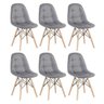 Kit 6 Cadeiras Eames Eiffel Botonê - Cinza Escuro - Base de Madeira Clara - 1