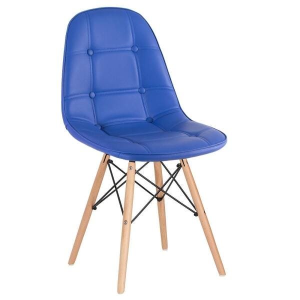 Kit 2 Cadeiras Eames Eiffel Botonê - Azul - Base de Madeira Clara - 2