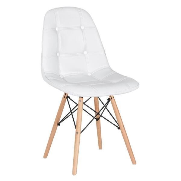 Kit 4 Cadeiras Eames Eiffel Botonê - Branco - Base de Madeira Clara - 2