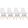 Kit 4 Cadeiras Eames Eiffel Botonê - Branco - Base de Madeira Clara - 1