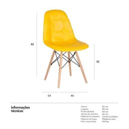 Kit 4 Cadeiras Eames Eiffel Botonê - Amarelo - Base de Madeira Clara - 5