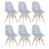 Kit 6 Cadeiras Eames Eiffel Botonê - Cinza Claro - Base de Madeira Clara - 1