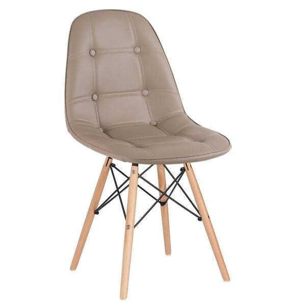 Kit 6 Cadeiras Eames Eiffel Botonê - Nude - Base de Madeira Clara - 2