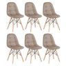 Kit 6 Cadeiras Eames Eiffel Botonê - Nude - Base de Madeira Clara - 1