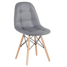 Kit 4 Cadeiras Eames Eiffel Botonê - Cinza Escuro - Base de Madeira Clara - 2