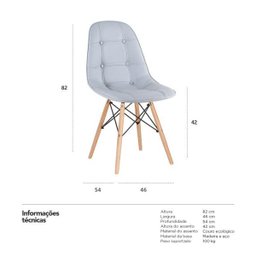 Kit 4 Cadeiras Eames Botonê - Cinza Claro - Base de Madeira Clara - 7