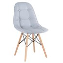Ver imagem 2 de Kit 4 Cadeiras Eames Botonê - Cinza Claro - Base de Madeira Clara