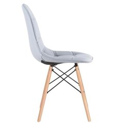 Kit 4 Cadeiras Eames Botonê - Cinza Claro - Base de Madeira Clara - 3