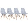 Kit 4 Cadeiras Eames Botonê - Cinza Claro - Base de Madeira Clara - 1