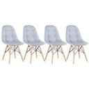 Ver imagem 1 de Kit 4 Cadeiras Eames Botonê - Cinza Claro - Base de Madeira Clara