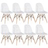 Kit 8 Cadeiras Eames Eiffel Botonê - Branco - Base de Madeira Clara - 1