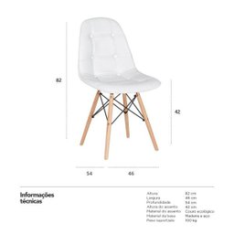Kit 8 Cadeiras Eames Eiffel Botonê - Branco - Base de Madeira Clara - 5