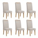 Ver imagem 1 de Kit com 6 Cadeiras de Jantar em MDF Encosto Bordado Giulia Cobre/Bege