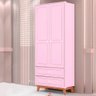 Guarda-roupa Infantil Kevin 2 Portas 2 Gavetas Mdf Tuboarte Rosa - 1