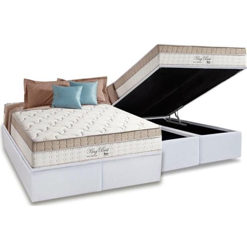 Cama Box Baú : Colchão Molas Ensacadas D Angelis Anjos Superlastic King Best + Base Crc Courano