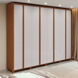 Guarda-roupa Casal 100% Mdf 8 Portas Easy Glow com Pés Frassino/off White - 1