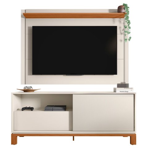 Painel para Tv 55 Pol e Rack Bancada 150cm Lucca Off/freijó C01 - Mpozenato