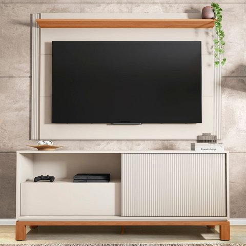 Painel para Tv 55 Pol e Rack Bancada 150cm Lucca Off/freijó C01 - Mpozenato