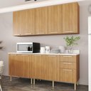 Ver imagem 1 de Cozinha Compacta 4 Peças com Armário e Balcão com Tampo Multimóveis Cr20448 Freijó Mármore