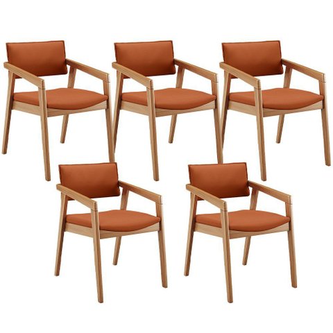 Kit 05 Cadeiras para Sala de Jantar Estar Living Giorgia B04 Tecido Terracota - Lyam Decor