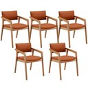 Ver imagem 1 de Kit 05 Cadeiras para Sala de Jantar Estar Living Giorgia B04 Tecido Terracota - Lyam Decor