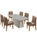 Ver imagem 2 de Mesa de Jantar Diane 180cm Mdf Vidro com 6 Cadeiras Moderna Veludo Capuccino Off White Naturale