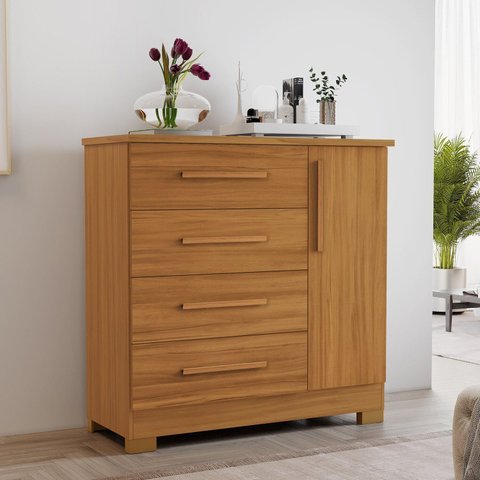 Cômoda para Quarto 4 Gavetas 108,2x108cm Marrom/Freijó