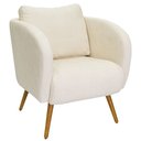 Ver imagem 1 de Poltrona Decorativa Dana Pés Palito Madeira Castanho Bouclé Off White - Nexta Casa