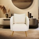 Ver imagem 2 de Poltrona Decorativa Dana Pés Palito Madeira Castanho Bouclé Off White - Nexta Casa