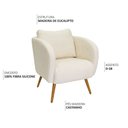 Ver imagem 3 de Poltrona Decorativa Dana Pés Palito Madeira Castanho Bouclé Off White - Nexta Casa