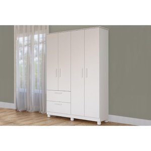 Guarda Roupa Infantil 4 Portas e 2 Gavetas Jujuba Branco - Permóbili Baby