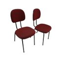 Ver imagem 1 de Kit 2 Cadeiras Palito Fixa para Recepção Igreja Recepção Sala de Espera Tecido Vermelho Preto