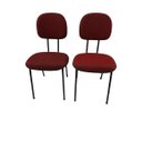 Ver imagem 2 de Kit 2 Cadeiras Palito Fixa para Recepção Igreja Recepção Sala de Espera Tecido Vermelho Preto