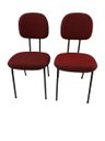 Ver imagem 2 de Kit 2 Cadeiras Palito Fixa para Recepção Igreja Recepção Sala de Espera Tecido Vermelho Preto