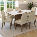 Ver imagem 1 de Conjunto Sala de Jantar Tampo de Vidro 6 Cadeiras Rustic/Branco/Imperial Tulipa Madesa