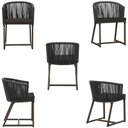 Ver imagem 3 de Mesa com 4 Cadeiras de Jantar Roma 100cm e Noronha em Aluminío Marrom Corda Nautica Estofado 9 Trama
