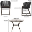 Ver imagem 2 de Mesa com 4 Cadeiras de Jantar Roma 100cm e Noronha em Aluminío Marrom Corda Nautica Estofado 9 Trama