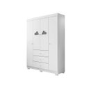 Ver imagem 1 de Guarda Roupa Infantil 4 Portas 3 Gavetas Roupeiro Ane Bebê Detalhe Nuvem Branco - Phoenix Baby