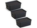 Ver imagem 1 de Kit 3 Caixas Organizadoras com Tampa Média 4,5 Litros Rattan