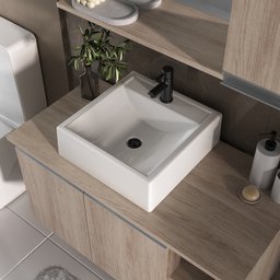 Conjunto de Gabinete Banheiro 80cm com Cuba e Espelheira - 3