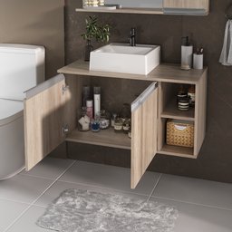 Conjunto de Gabinete Banheiro 80cm com Cuba e Espelheira - 6