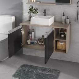 Conjunto de Gabinete Banheiro 80cm com Cuba e Espelheira - 6