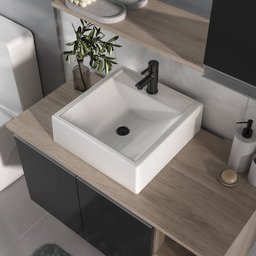Conjunto de Gabinete Banheiro 80cm com Cuba e Espelheira - 3