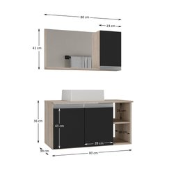 Conjunto de Gabinete Banheiro 80cm com Cuba e Espelheira - 4