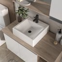 Ver imagem 3 de Conjunto para Banheiro Gabinete Suspenso 80cm com Cuba e Espelheira Amadeirado/branco